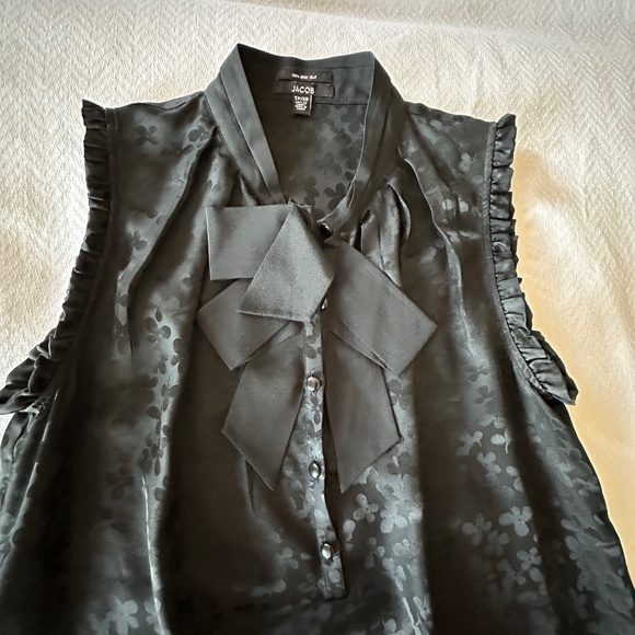 Sleeveless Silk Blouse, Size XS, Black - Picture 3 of 14